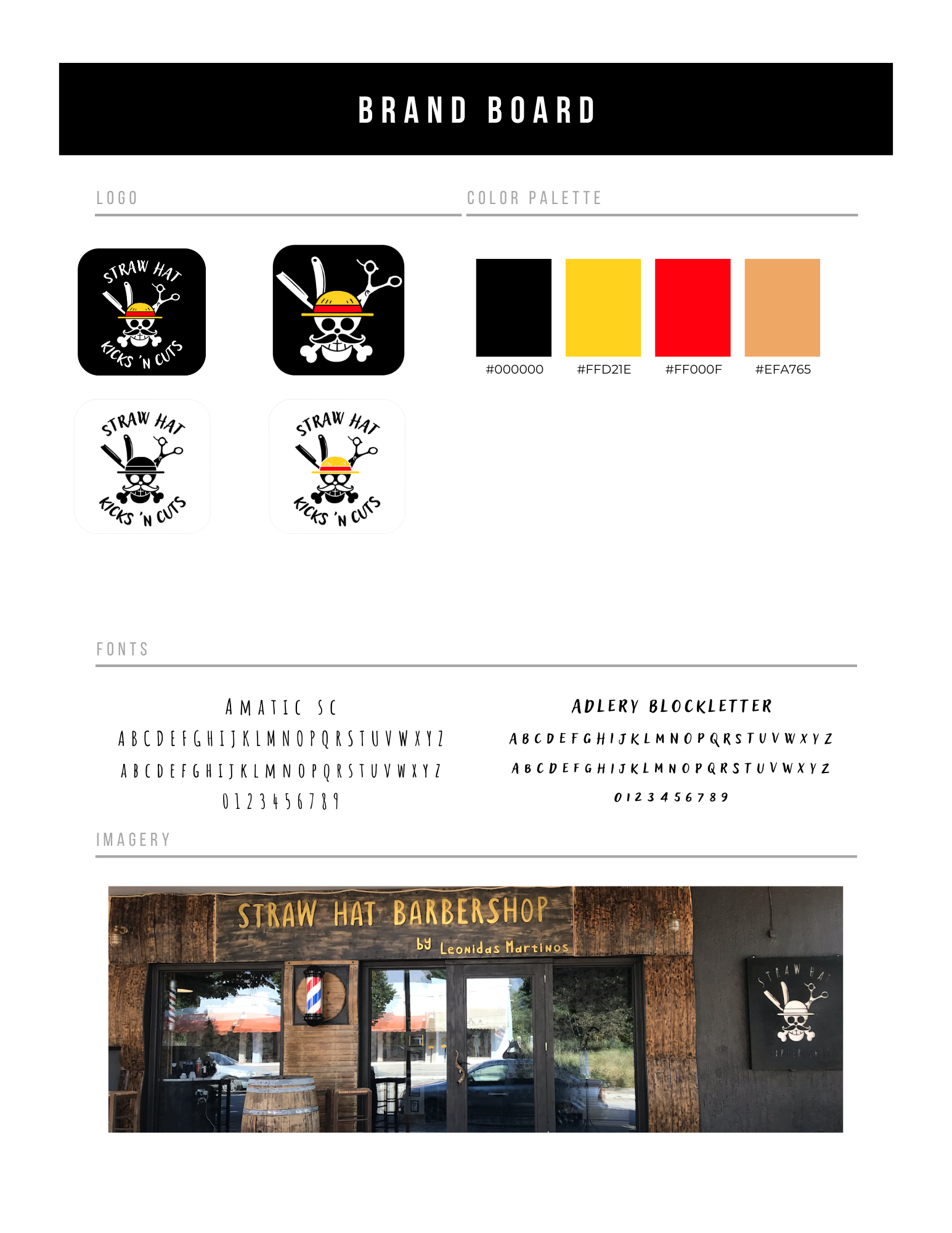 Straw Hat Barbershop Brand Board